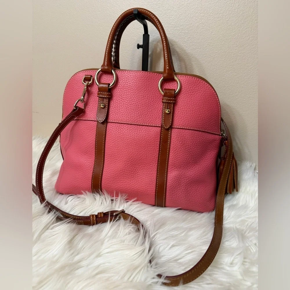 Dooney & Bourke Pink Satchel with Brown Accents